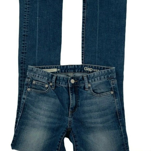 Gap 1969 Sexy Boot Whiskers Regular Fit Blue Medium Wash Jean Size 26/2 - Picture 3 of 9